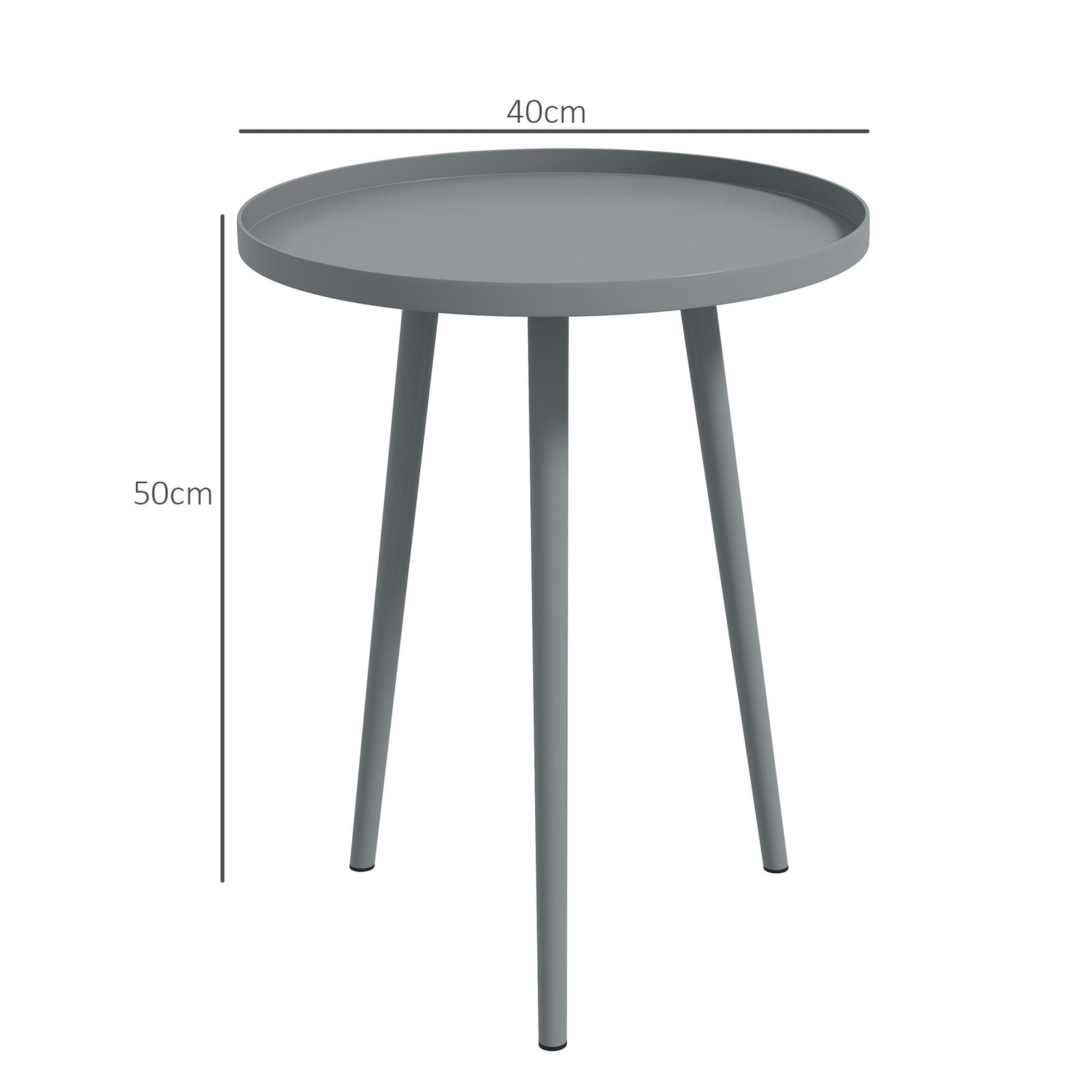 Round Garden Coffee Table, Outdoor Side Table with Rounded Steel Edge,
