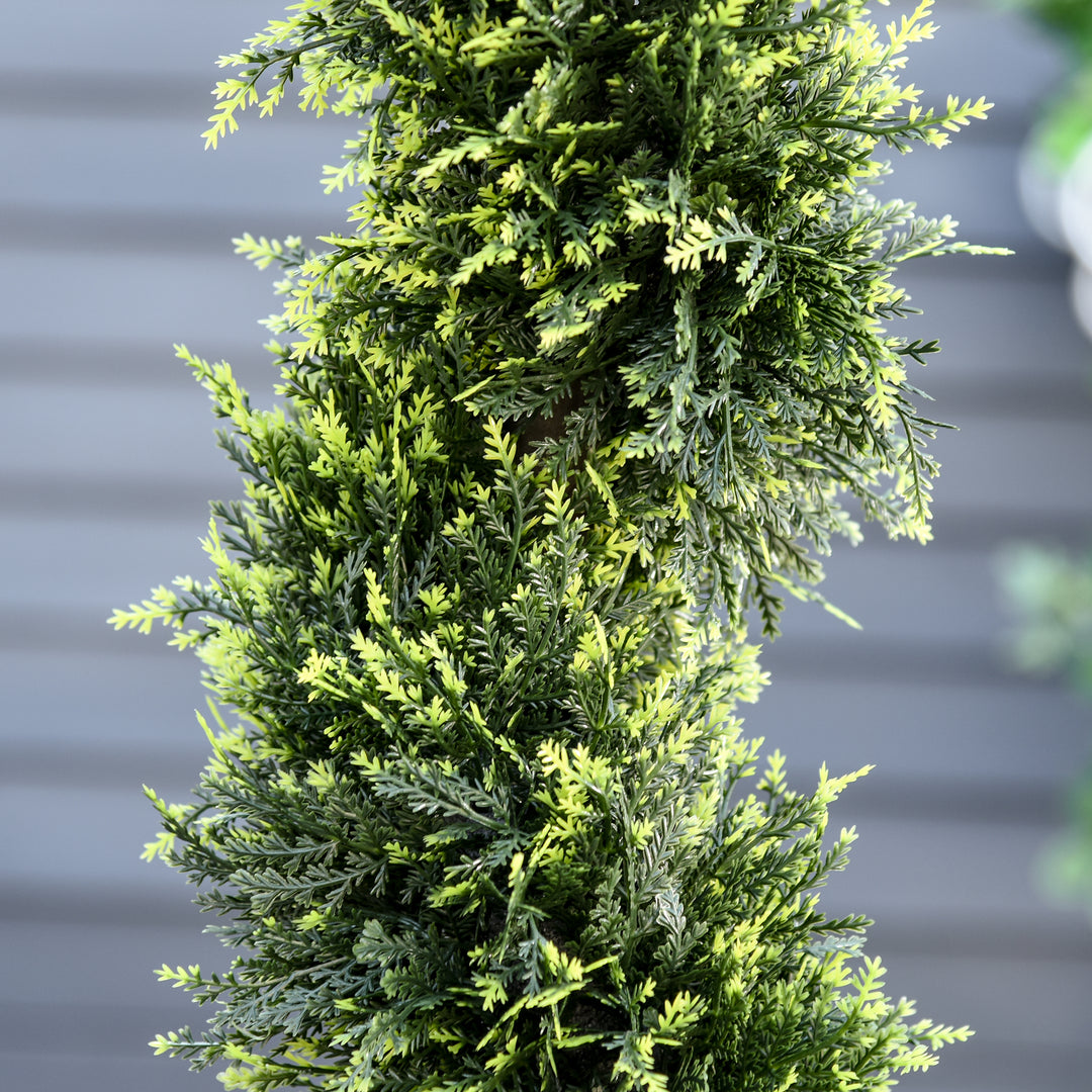 90cm/3FT Artificial Trees, Spiral Topiary Trees w/ Pot Set Of 2, Fake Indoor Greenery Plant Home Office Garden Decor Green