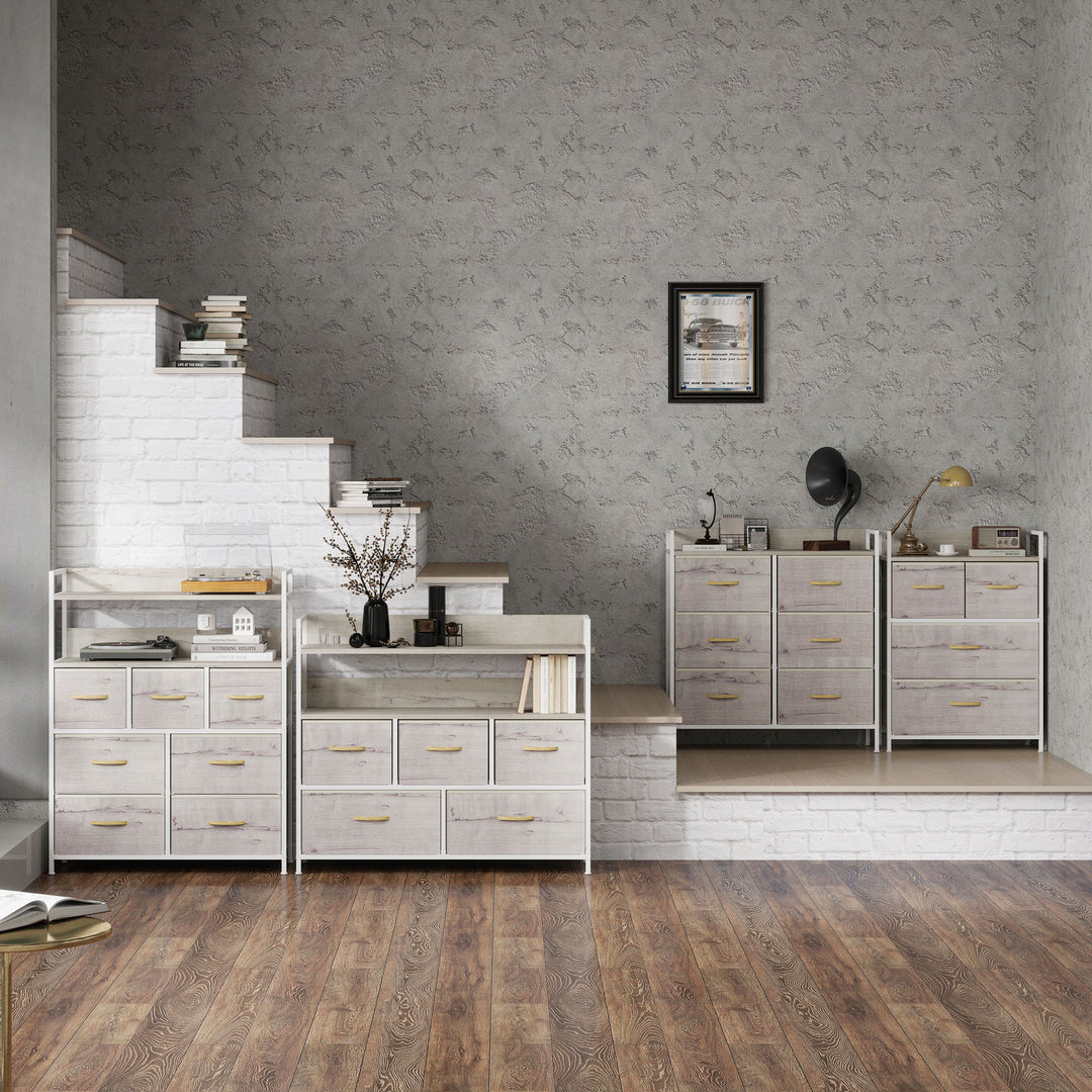 Rustic Chest of Four Fabric Drawers - Black