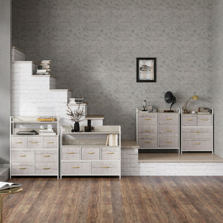 Rustic Chest of Four Fabric Drawers - Black