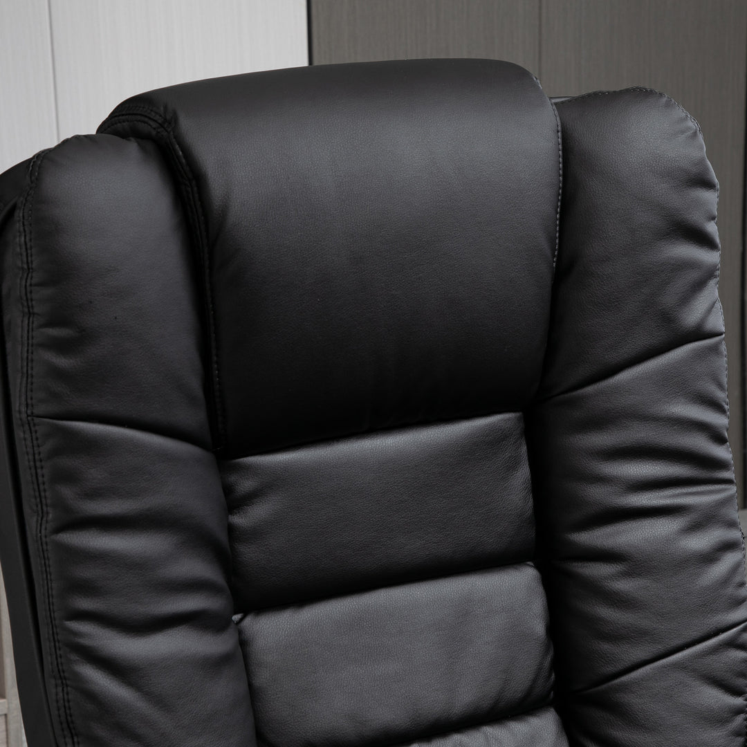 Recliner Chair With footstool, Recliner Armchair up to 130kg Weight Capacity, 135° Reclining Swivel Sofa Chair, PU Leather Ergonomic Couch Bed with Swivel Wood Base for Living Room, Black