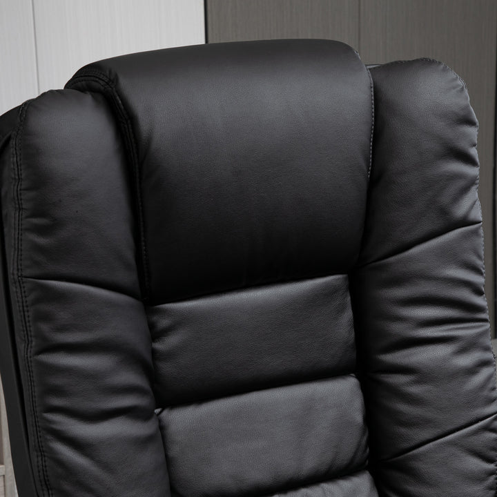 Recliner Chair With footstool, Recliner Armchair up to 130kg Weight Capacity, 135° Reclining Swivel Sofa Chair, PU Leather Ergonomic Couch Bed with Swivel Wood Base for Living Room, Black
