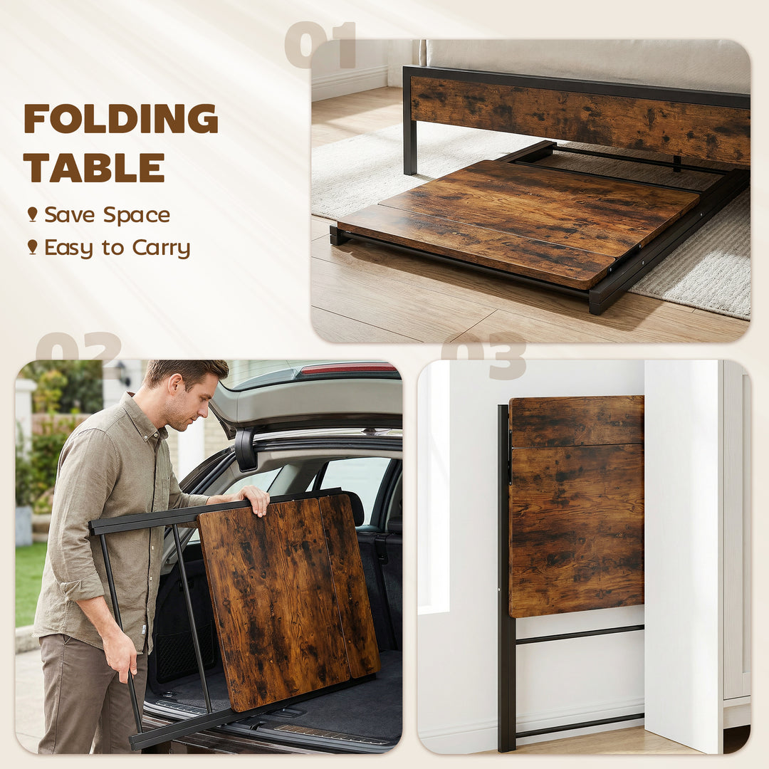Compact Folding Desk for Small Spaces with Storage Shelf for Home Offi