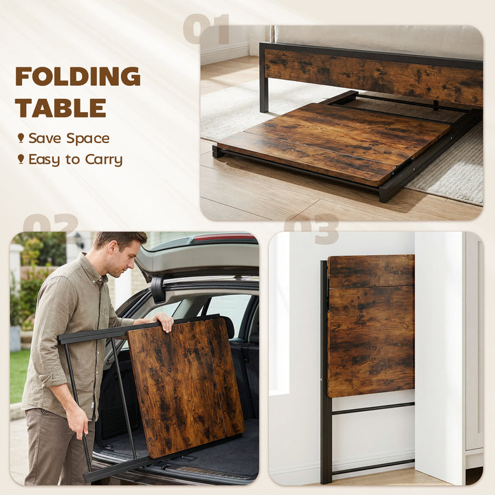 Compact Folding Desk for Small Spaces with Storage Shelf for Home Offi