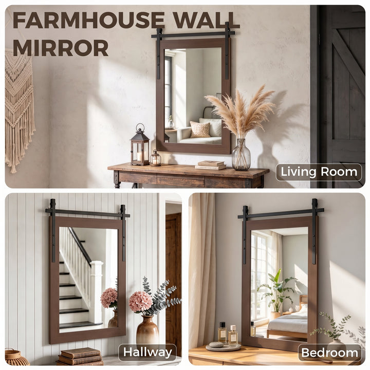 86.5 x 61 cm Rectangle Mirror, Farmhouse Wall Mirror for Living Room - view 4