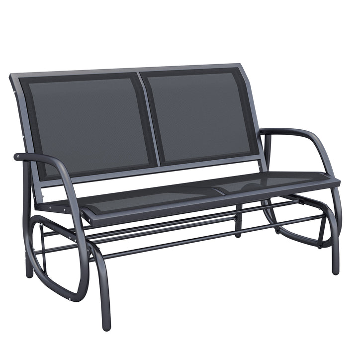 Outsunny 2-Person Outdoor Glider Bench Patio Double Swing Gliding Chair Loveseat w/Power Coated Steel Frame for Garden Porch, Black | Aosom UK