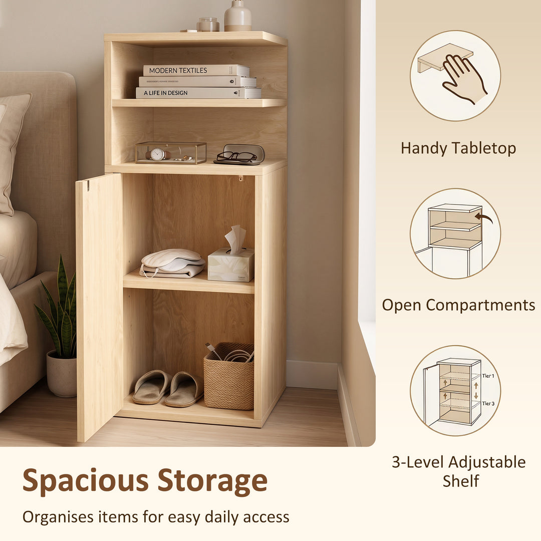 Slim Bedside Table Set of 2, Narrow Bedside Cabinet with Open Cubbies 