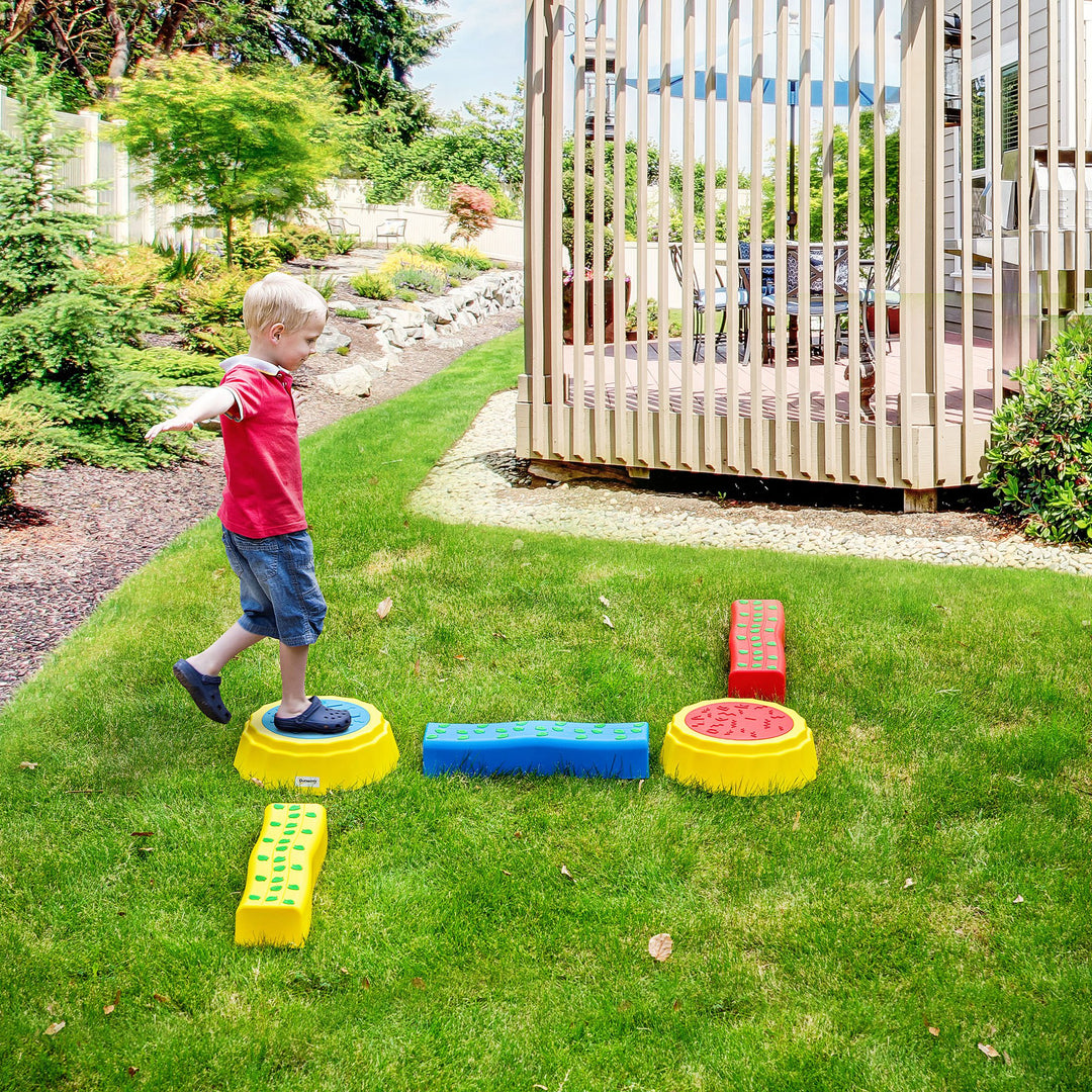 Outsunny Balance Beam for Kids, Non-slip & Stackable Coordination Training Stepping Stones, Blue, for Strength & Coordination | Aosom UK