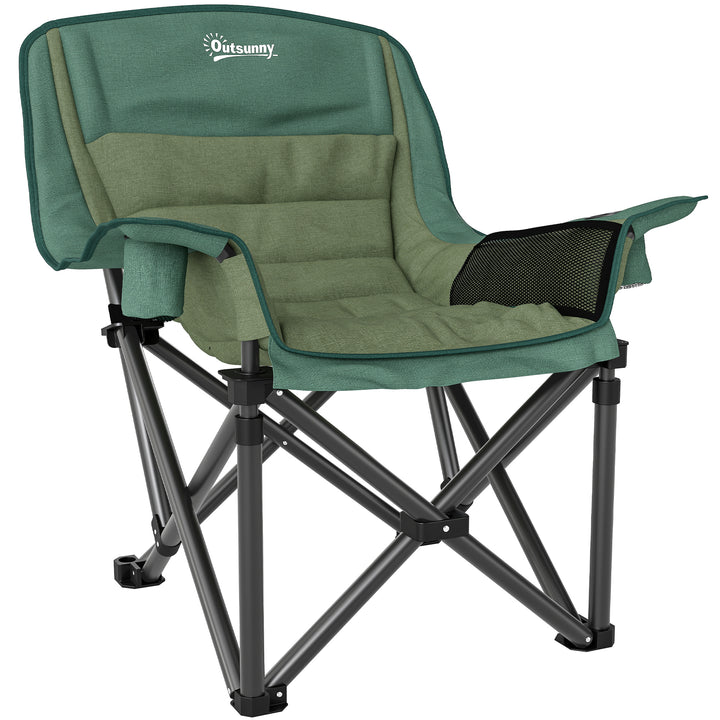 Portable Padded Camping Chair, with Bag - Olive Green