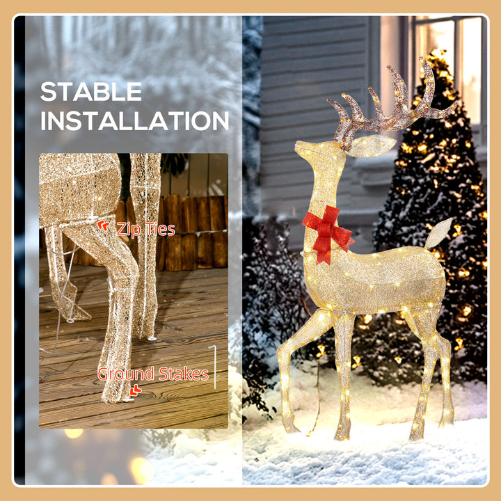 Lighted Reindeer Christmas Decorations Outdoor, 3-Piece Light Up Deer 