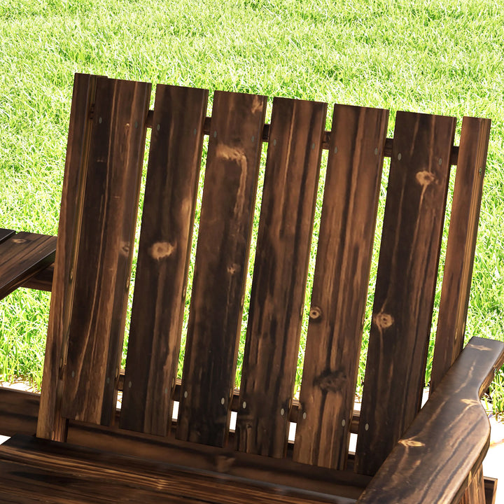2-Seater Garden Bench with Table & Parasol Hole, Antique Loveseat for Porch, Patio, Carbonised Finish