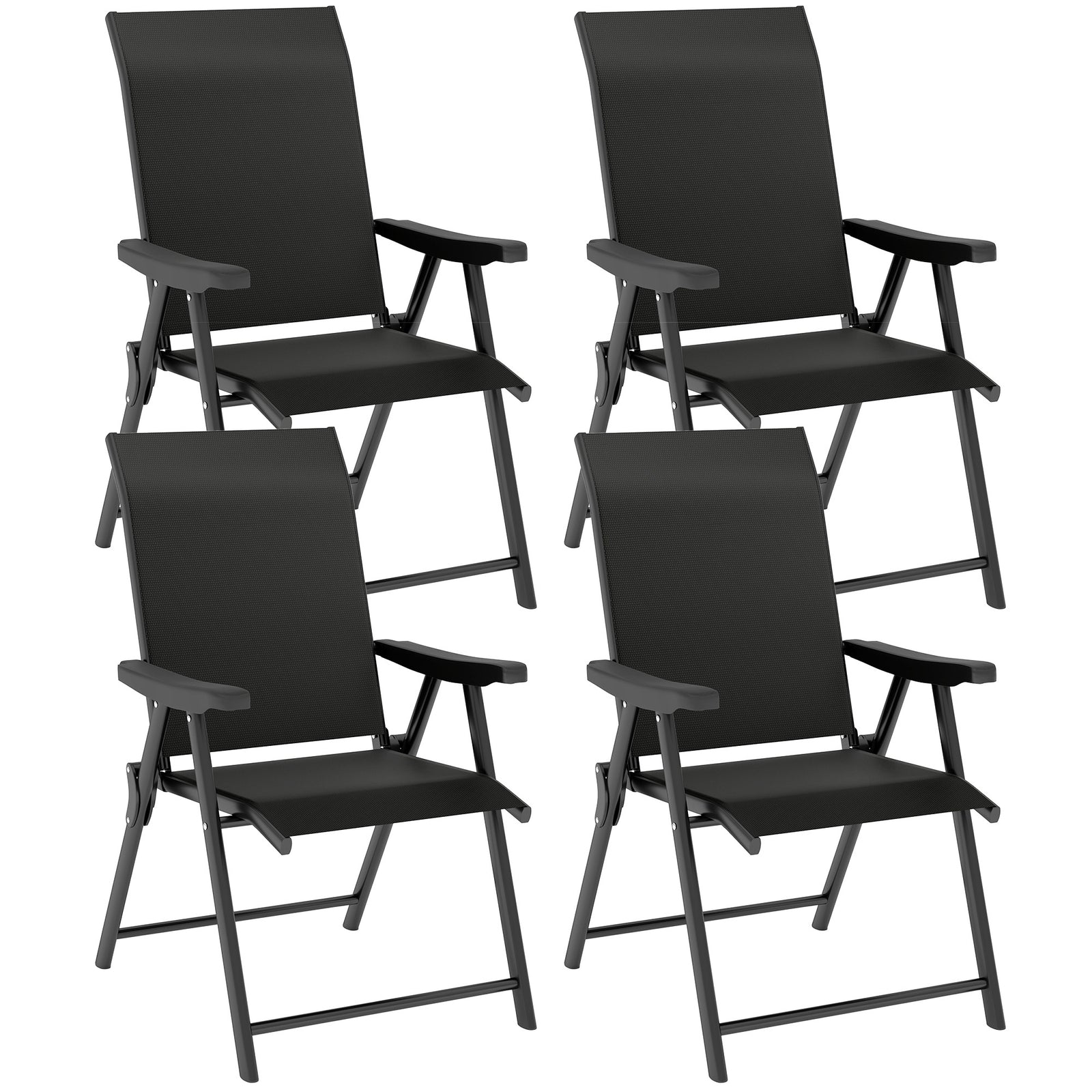 Set of Four Folding Outdoor Chairs - Black