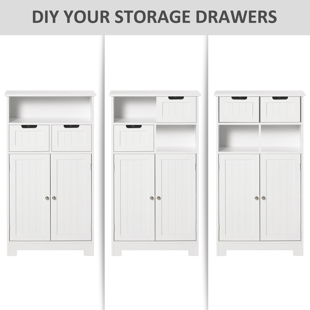 Bathroom Cabinet, Free Standing Bathroom Storage Cabinet with 2 Drawers and Adjustable Shelf, Small Bathroom Storage Unit, White