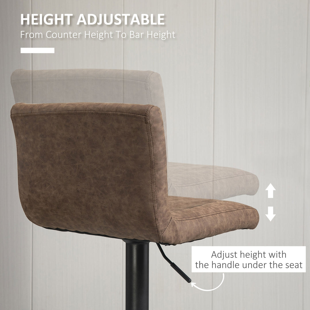 Adjustable Barstools Set of 2, Swivel Counter Bar Chairs, Bar Stools with Footrest, PU Leather, Gas Lift, Brown