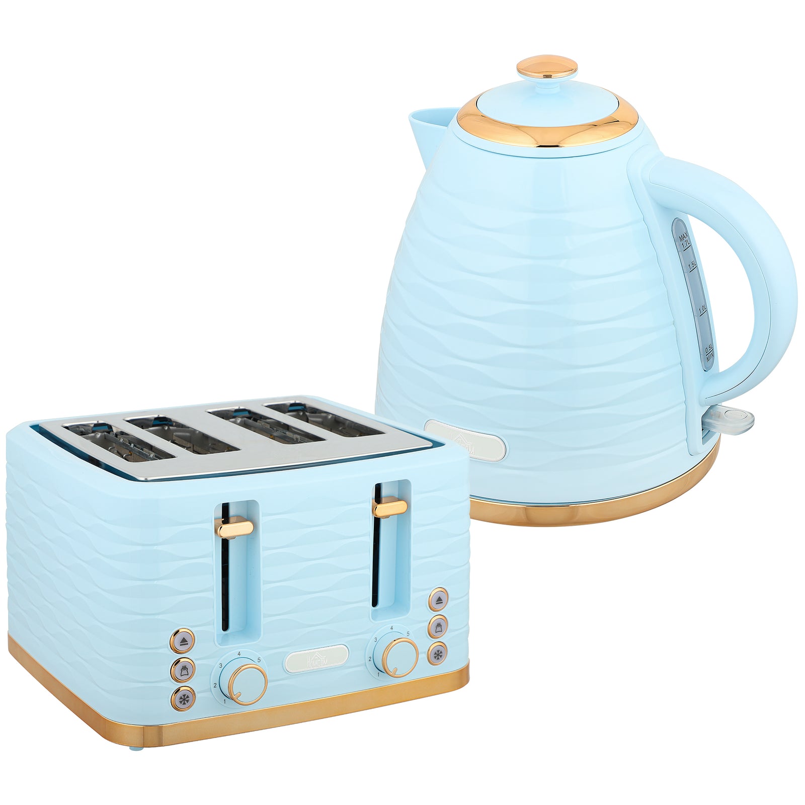 3000W 1.7L Kettle & 4 Slice Toaster, Kettle and Toaster Set with 7 Browning Controls and Crumb Tray, Light Blue