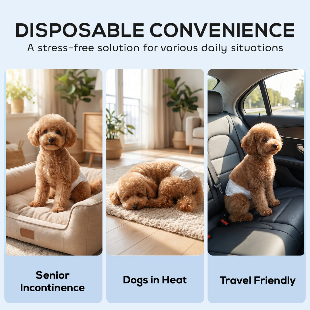 Dog Diapers Super Absorbent Leak-Proof Dog Nappies for Male Dogs Size 