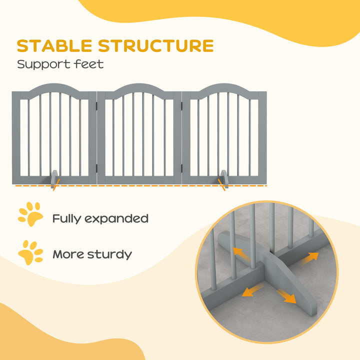 3 Panels Dog Gate w/ Support Feet Fence Safety Barrier Freestanding Wo