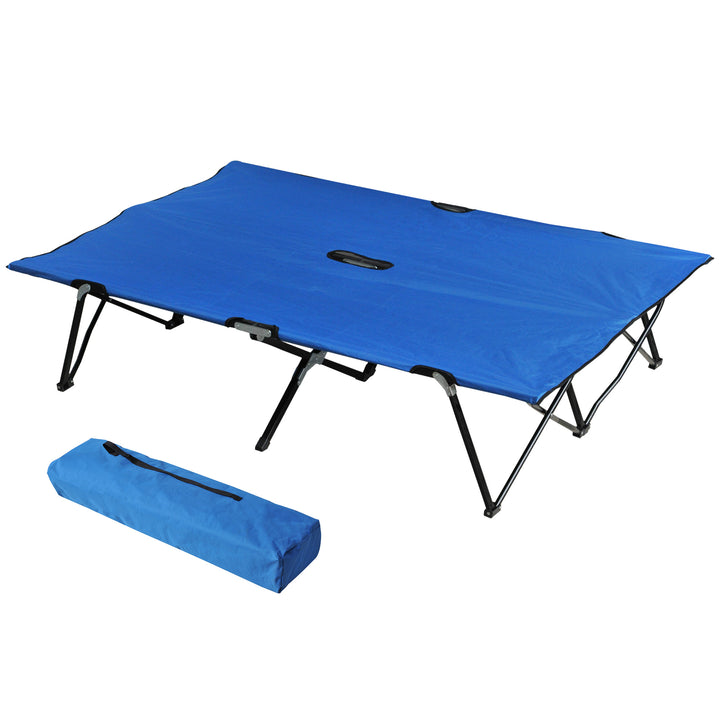 Double Camping Cot Bed, with Bag - Blue