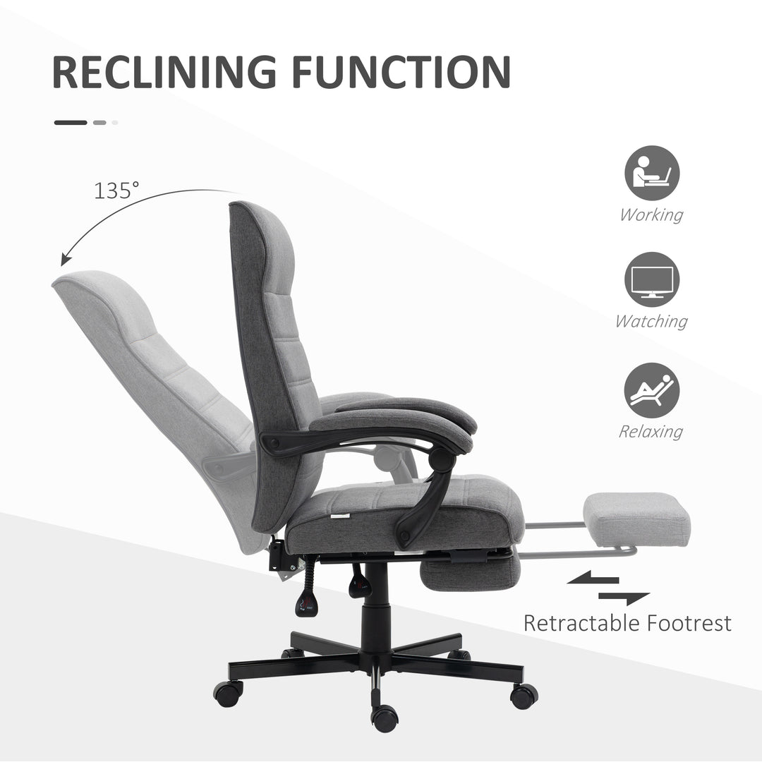 Office Chair, Computer Desk Chair, Fabric Swivel Chair with Adjustable Height and Rolling Wheels for Home Office Work Study, Grey