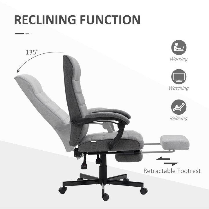 Office Chair, Computer Desk Chair, Fabric Swivel Chair with Adjustable Height and Rolling Wheels for Home Office Work Study, Grey