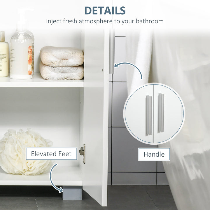 Modern Bathroom Floor Cabinet, Free Standing Linen Cabinet, Storage Cupboard with 3 Tier Shelves, White