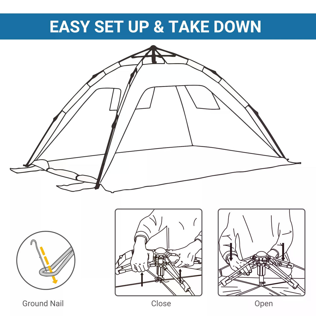 Beach Tent for 1-2 Person Pop-up Design with 2 Mesh Windows & 2 Doors Sky Blue