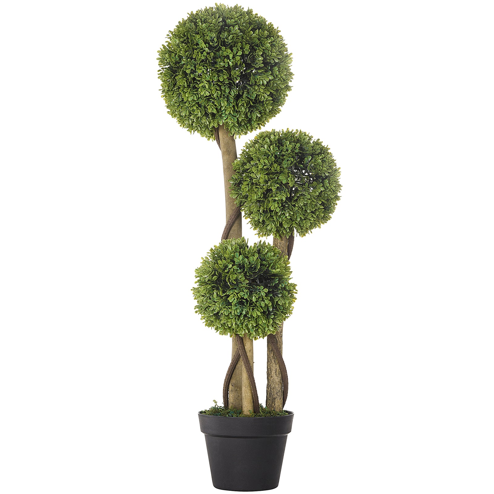 Decorative Artificial Trees Boxwood Ball Topiary Trees in Pot Fake Plants for Home Indoor Outdoor Decor, 90 cm