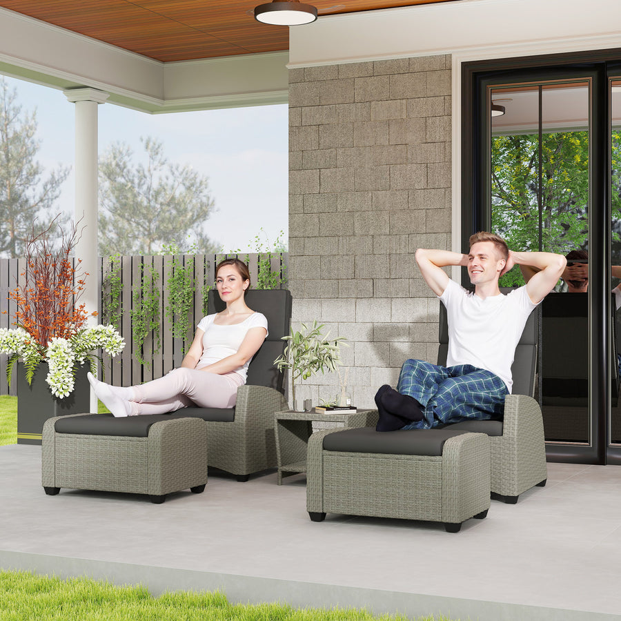 5-Piece Rattan Garden Furniture Set with Cushions - Charcoal Grey