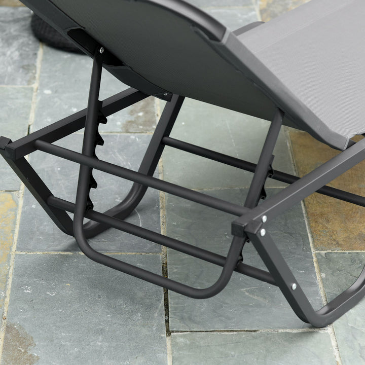 Sun Lounger Relaxed Recliner with 5-Position Adjustable Backrest Aluminium Frame for Pool, Sun Bathing, Grey