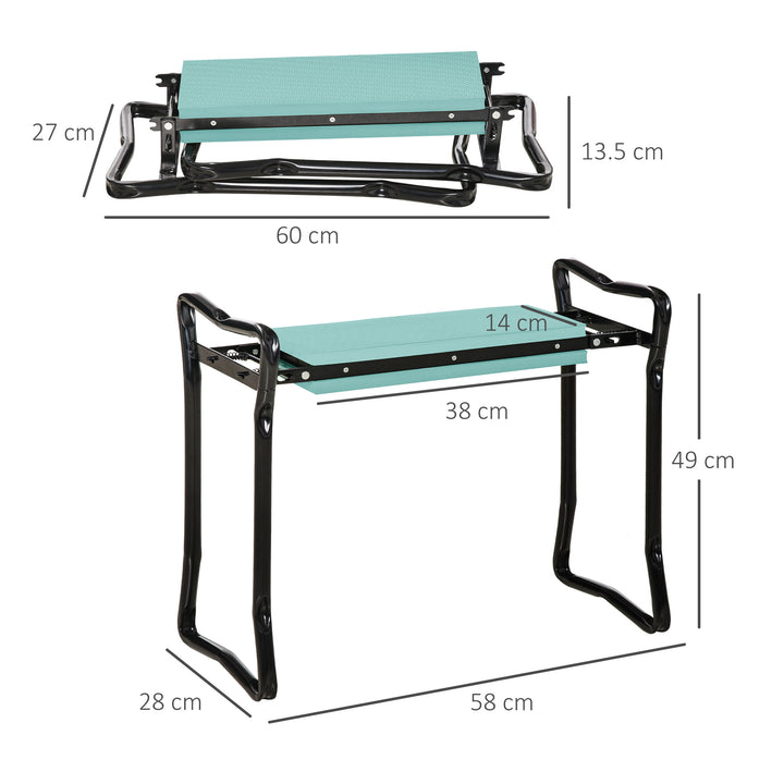 2 In 1 Garden Kneeler Seat Kneeling Pad Support Bench Foldable Knee Protector, Green