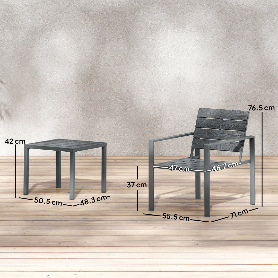 3 Pieces Garden Bistro Set for 2, Outdoor Bistro Table and Chairs with