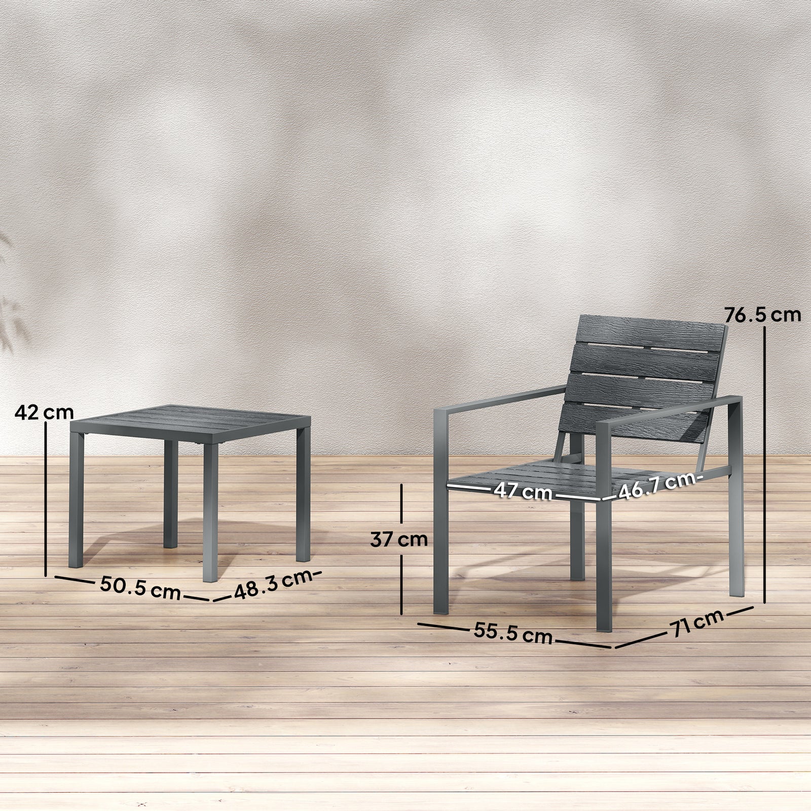 3 Pieces Garden Bistro Set for 2, Outdoor Bistro Table and Chairs with