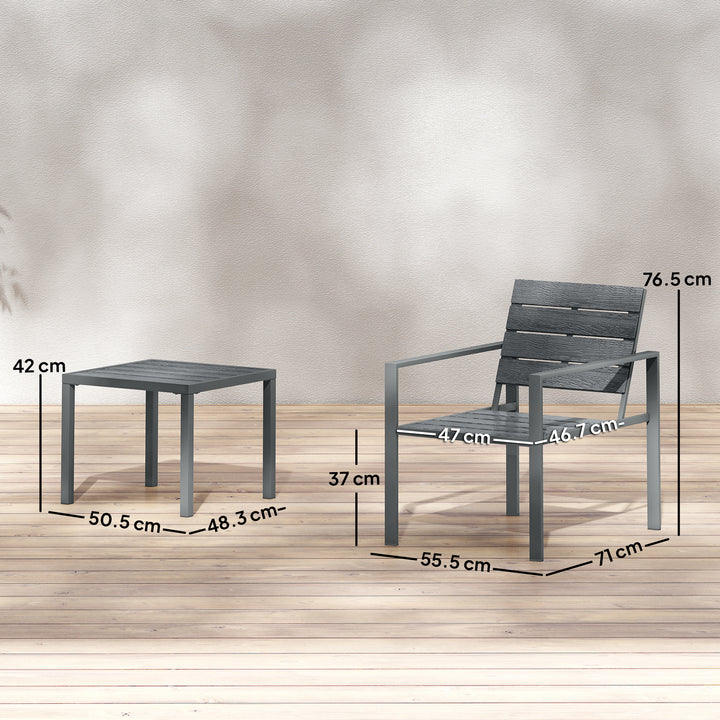 3 Pieces Garden Bistro Set for 2, Outdoor Bistro Table and Chairs with