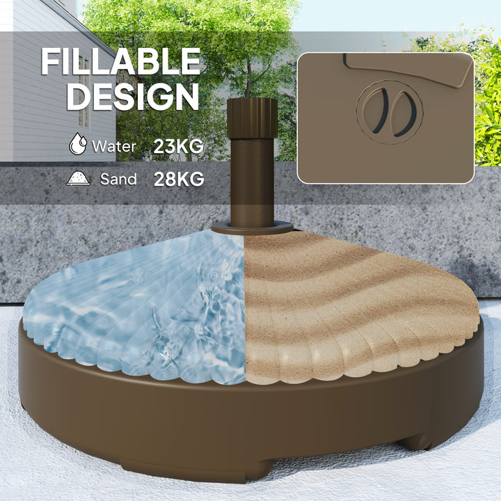 Garden Parasol Base Holder, 28kg Sand Filled, 23kg Water Filled, Sun Umbrella Base Outdoor Umbrella Stand Weight, Brown