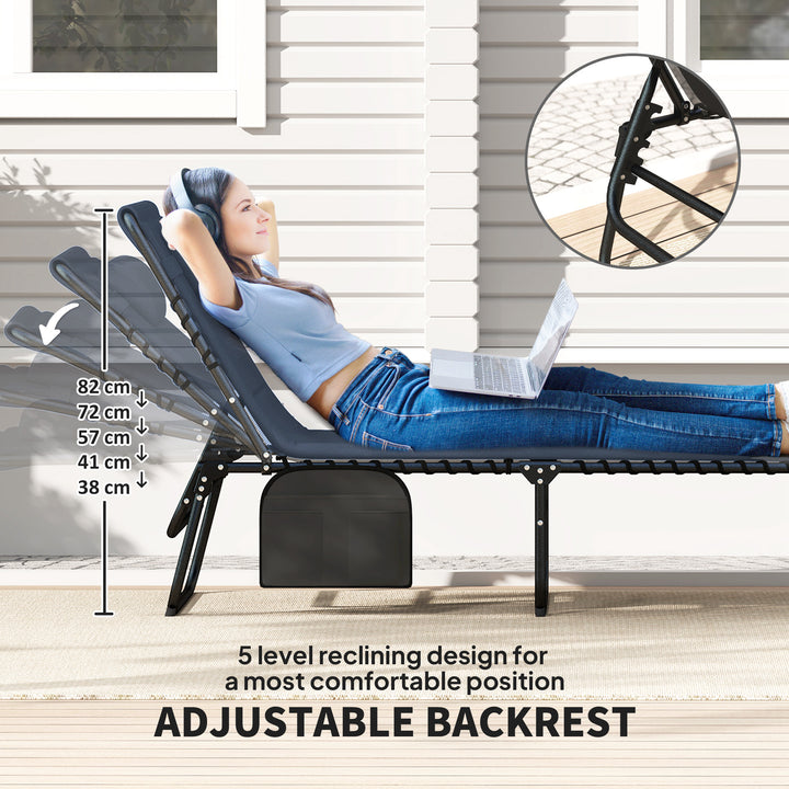Set of Two Reclining Sun Loungers - Dark Blue