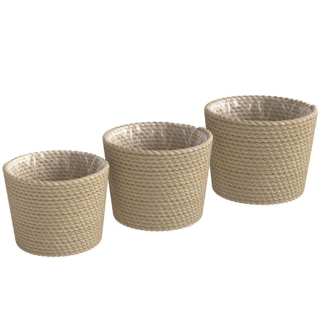 Seagrass Planters Set of 3 Plant Pots for Indoor Outdoor Patio Balcony