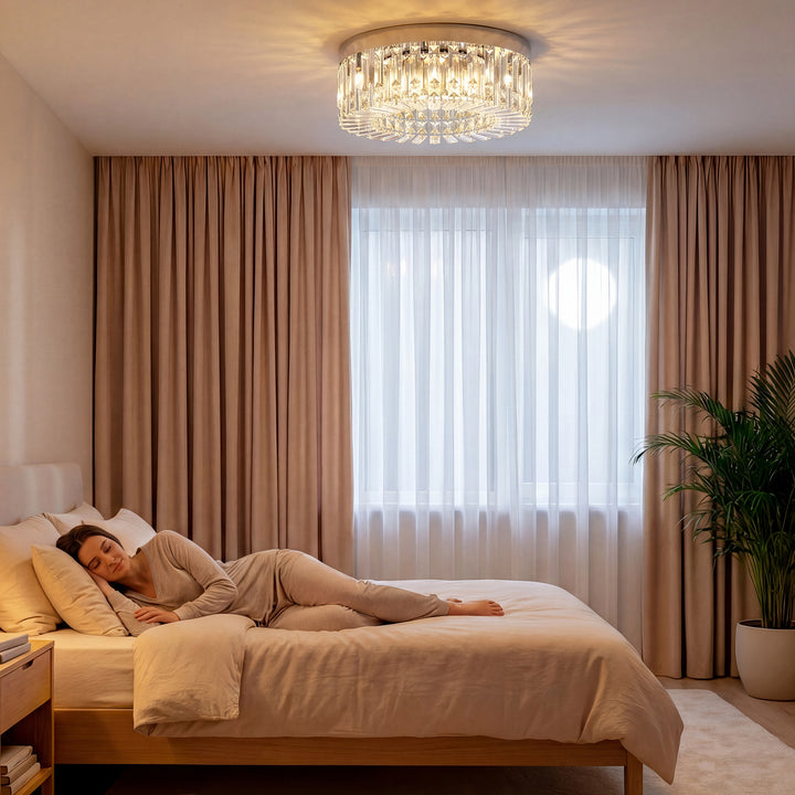Crystal Chandeliers with 160 Crystal Pendants, 6-Light Ceiling Light f