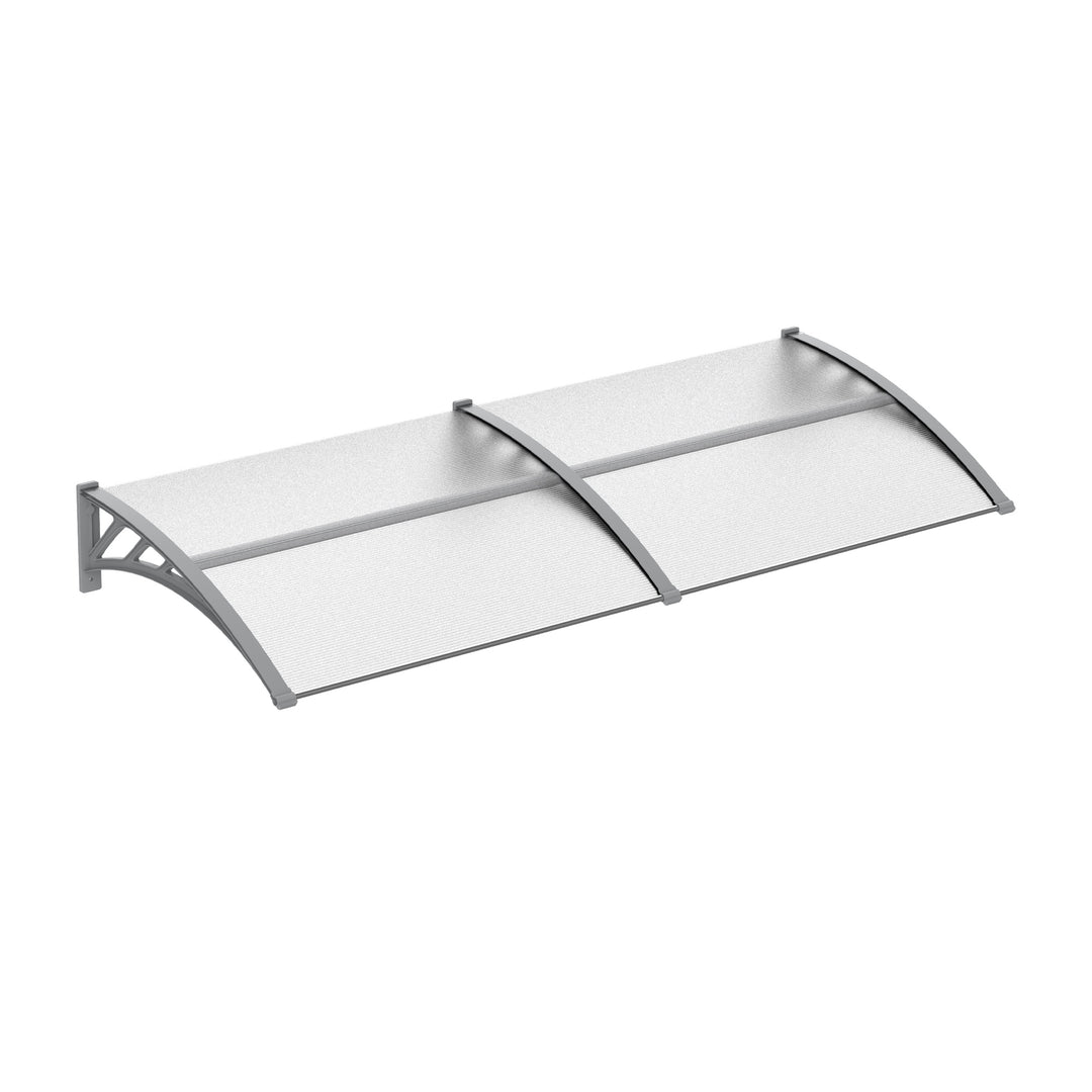Front Door Canopy Outdoor Awning Aluminium Rigid Plastic Polycarbonate Rain Shelter UV Water Rain Resistant 196 x 75cm Clear