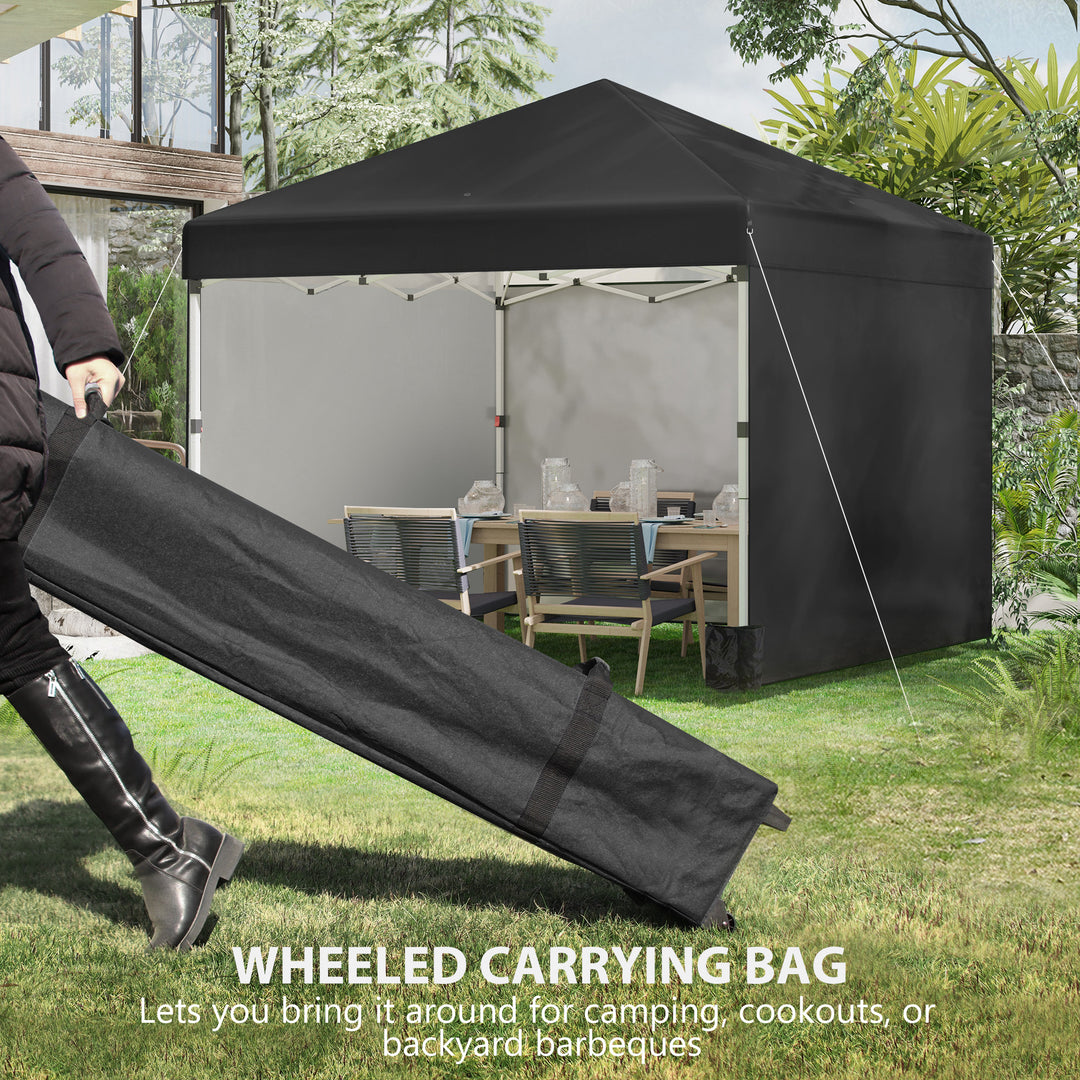 Outsunny 3 x 3 (M) Pop Up Gazebo Event Shelter, Height Adjustable Party Tent with 3 Sidewalls, Weight Bags and Wheeled Bag