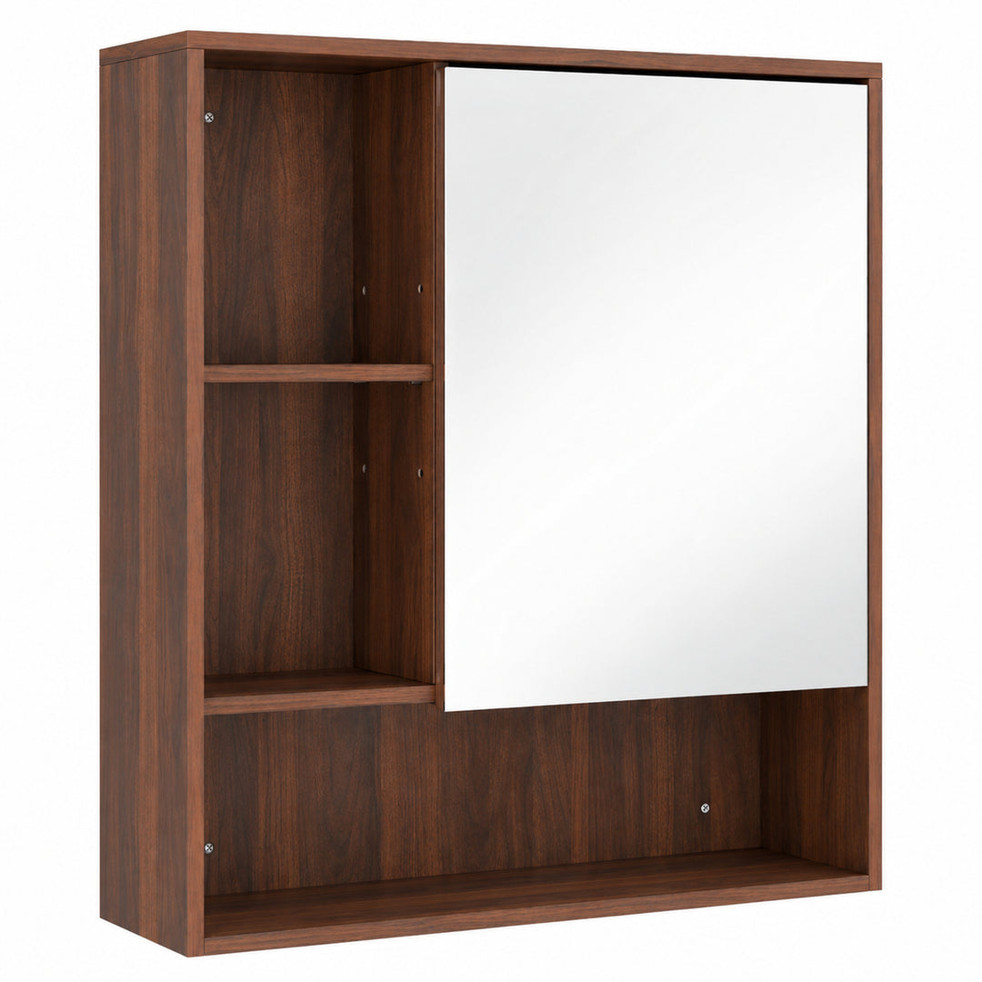 Bathroom Mirror Cabinet, Wall-Mounted Bathroom Cabinet with Mirror - Walnut brown