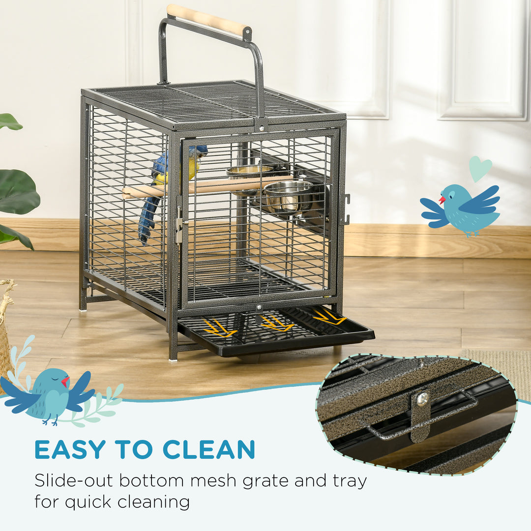 Parrot Cage, Travel Carry Pet Bird Cage, with Metal Handle