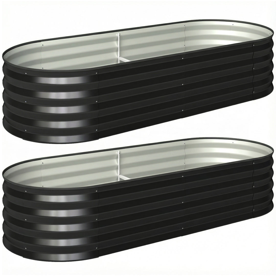 Set of Two 150 x 60cm Steel Planters - Dark Grey