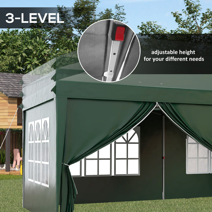 3 x 6m Pop-Up Gazebo, with Curtain Walls and Windows - Dark Green