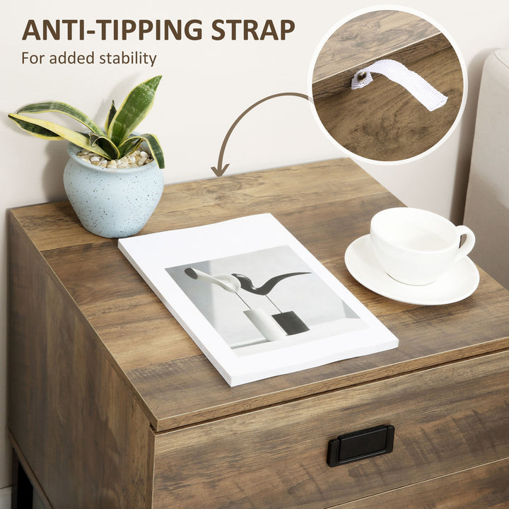 MCL Retro Bedside Table, End Side Table with 2 Drawers, Metal Frame for Bedroom, Living Room, Coffee