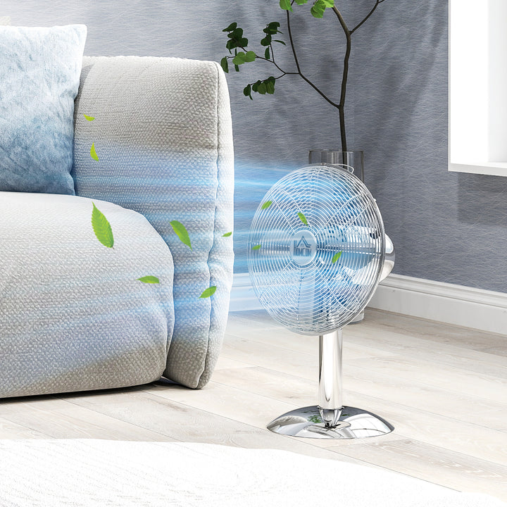 Three-Speed Oscillating Desk Fan - Silver-Tone
