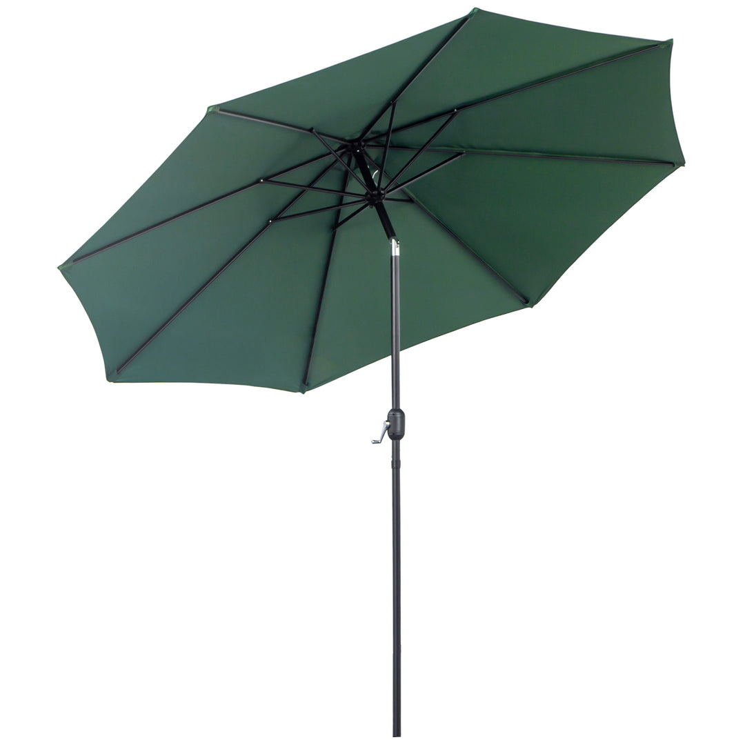 MCL 3(m) Tilting Parasol Garden Umbrellas, Outdoor Sun Shade with 8 Ribs, Tilt and Crank Handle for Balcony, Bench, Garden, Green