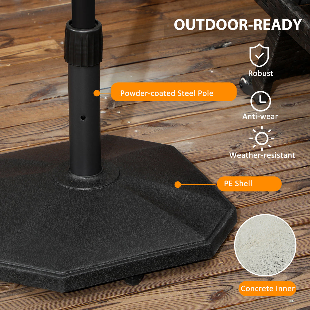 18kg Patio Parasol Base, Garden Concrete Umbrella Base, Outdoor Umbrella Stand Holder for Parasol Poles 34mm, 38mm and 48mm, Black