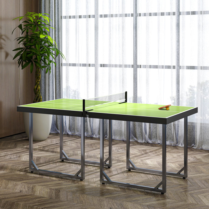 HOMCOM 182cm Mini Tennis Table Folding Ping Pong Table with Net Multi-Use Table for Indoor Outdoor Game, Green