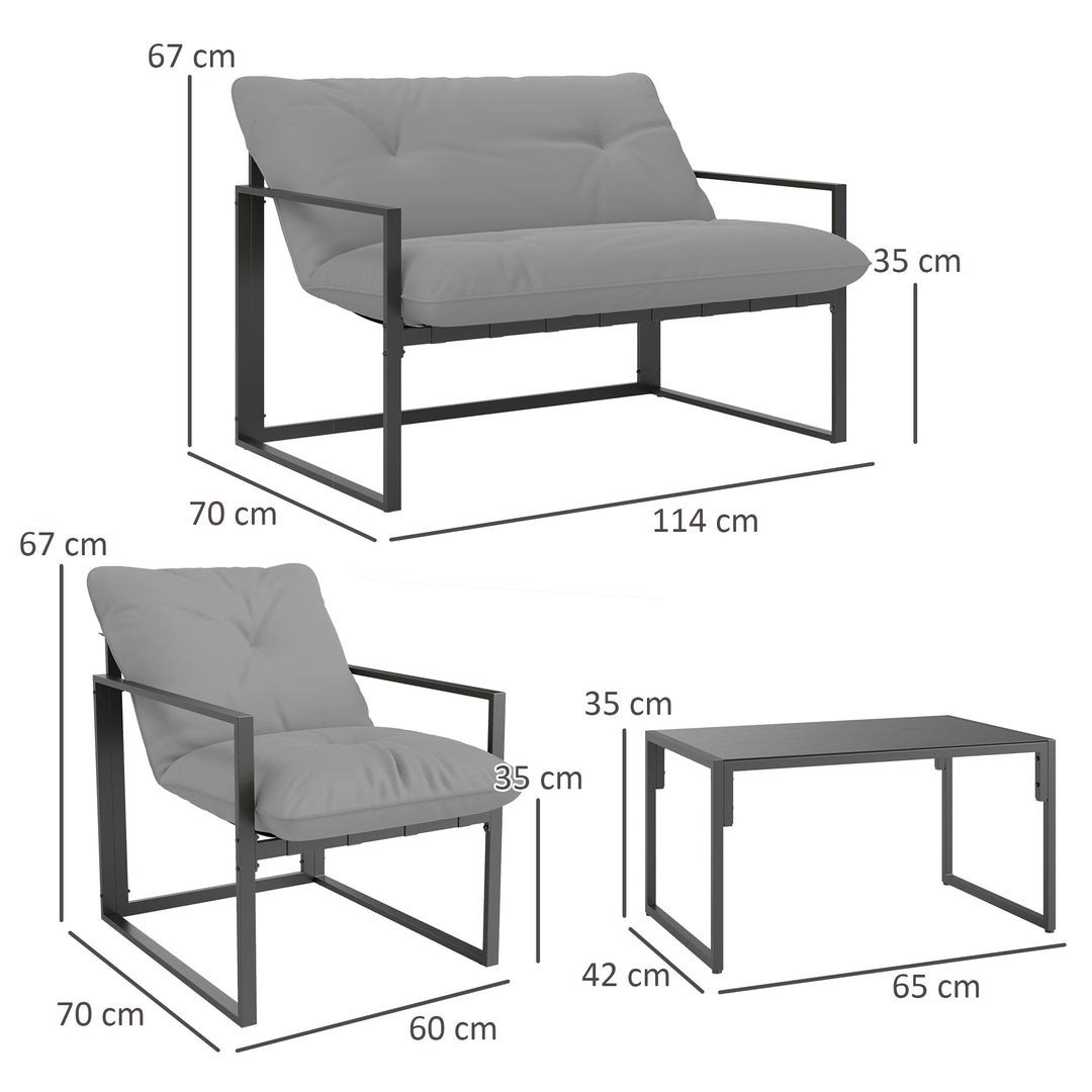 Four-Piece Relaxed Back Garden Dining Set - Black/Light Grey