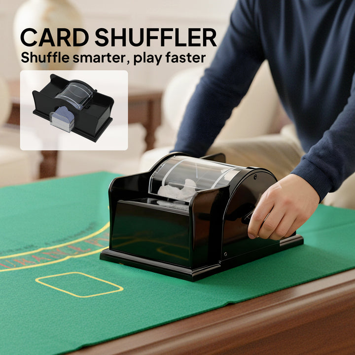 300-Piece Poker Chips Set with Card Shuffler, Card Shoe, Case, Casino Texas Holdem Poker Set with Mat, Silver Tone